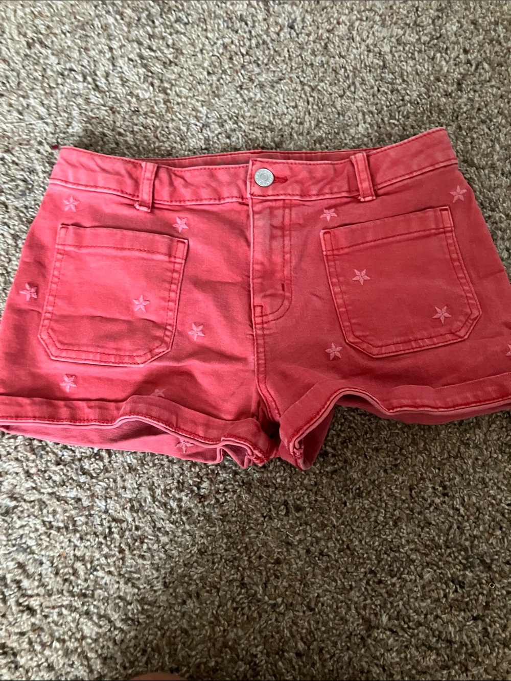 Cat & Jack Coral Star-Detail Jean Shorts: worn once